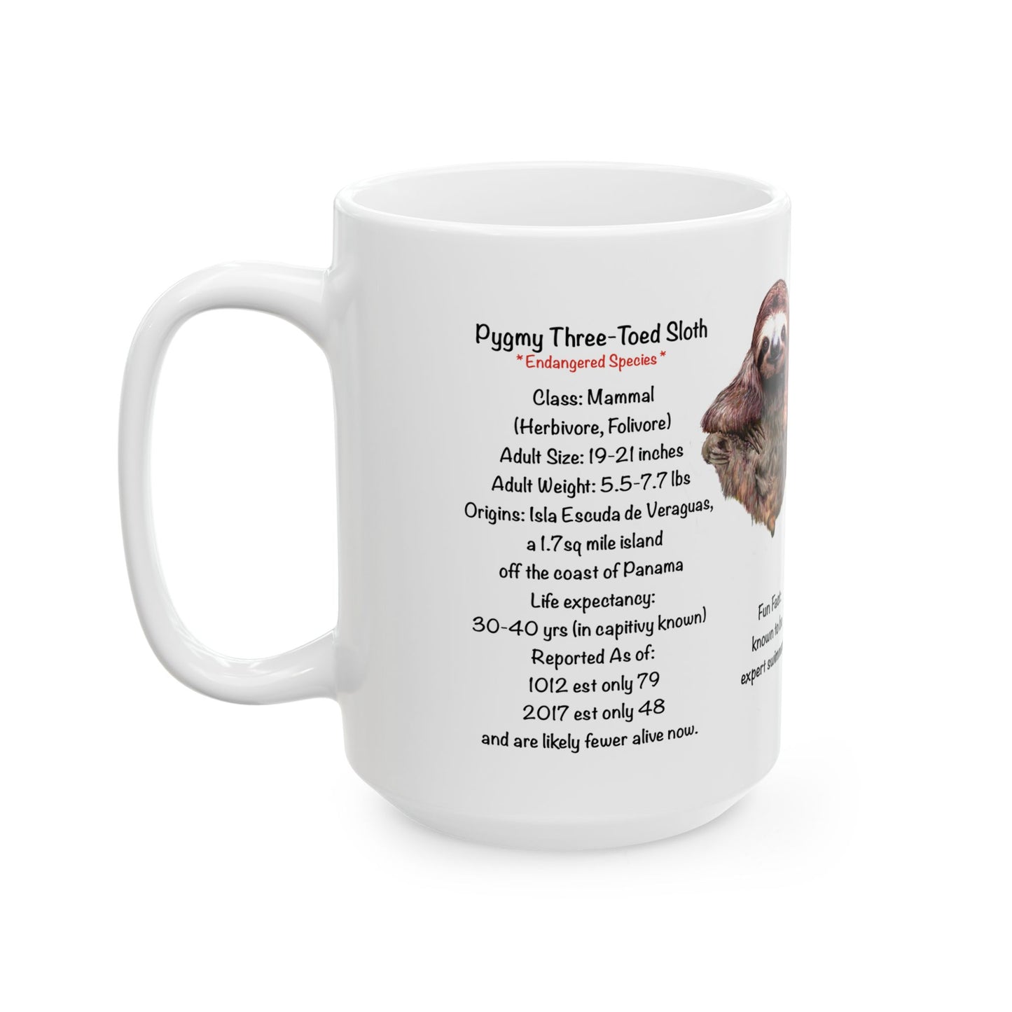 Tree-Toed Sloth - Ceramic Mug, (11oz, 15oz)