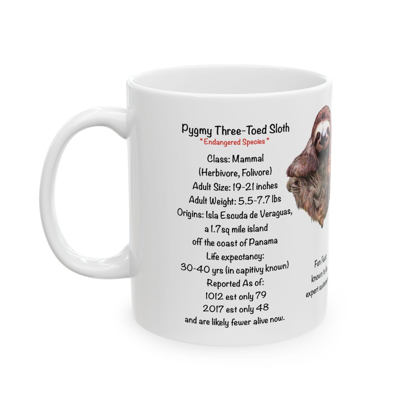 Tree-Toed Sloth - Ceramic Mug, (11oz, 15oz)