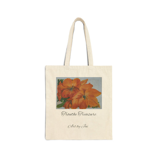 Orange floral - Cotton Canvas Tote Bag (Dual sided)