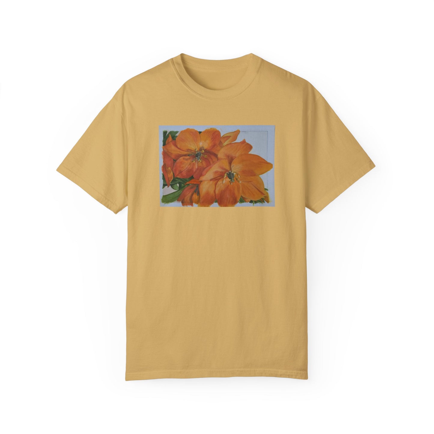 Floral (orange) - Unisex Garment-Dyed T-shirt