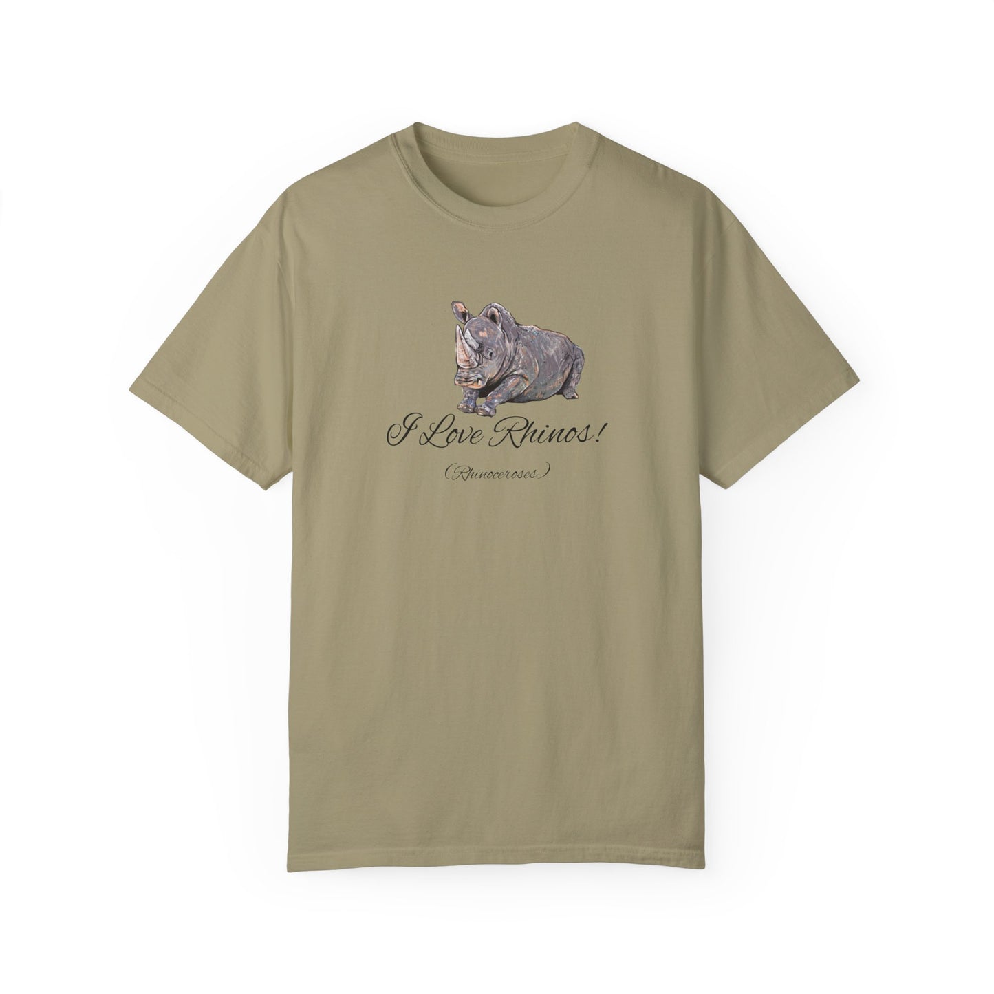 I love Rhinos - Unisex Garment-Dyed T-shirt