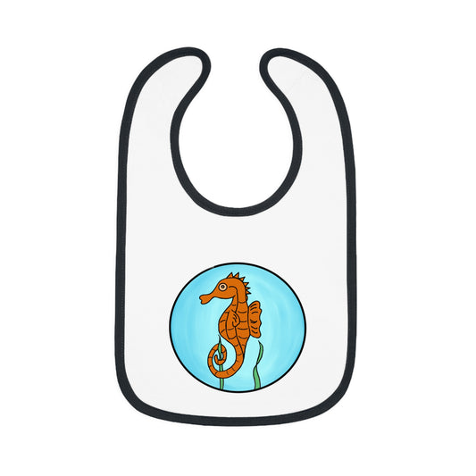 Seahorse - Baby Contrast Trim Jersey Bib